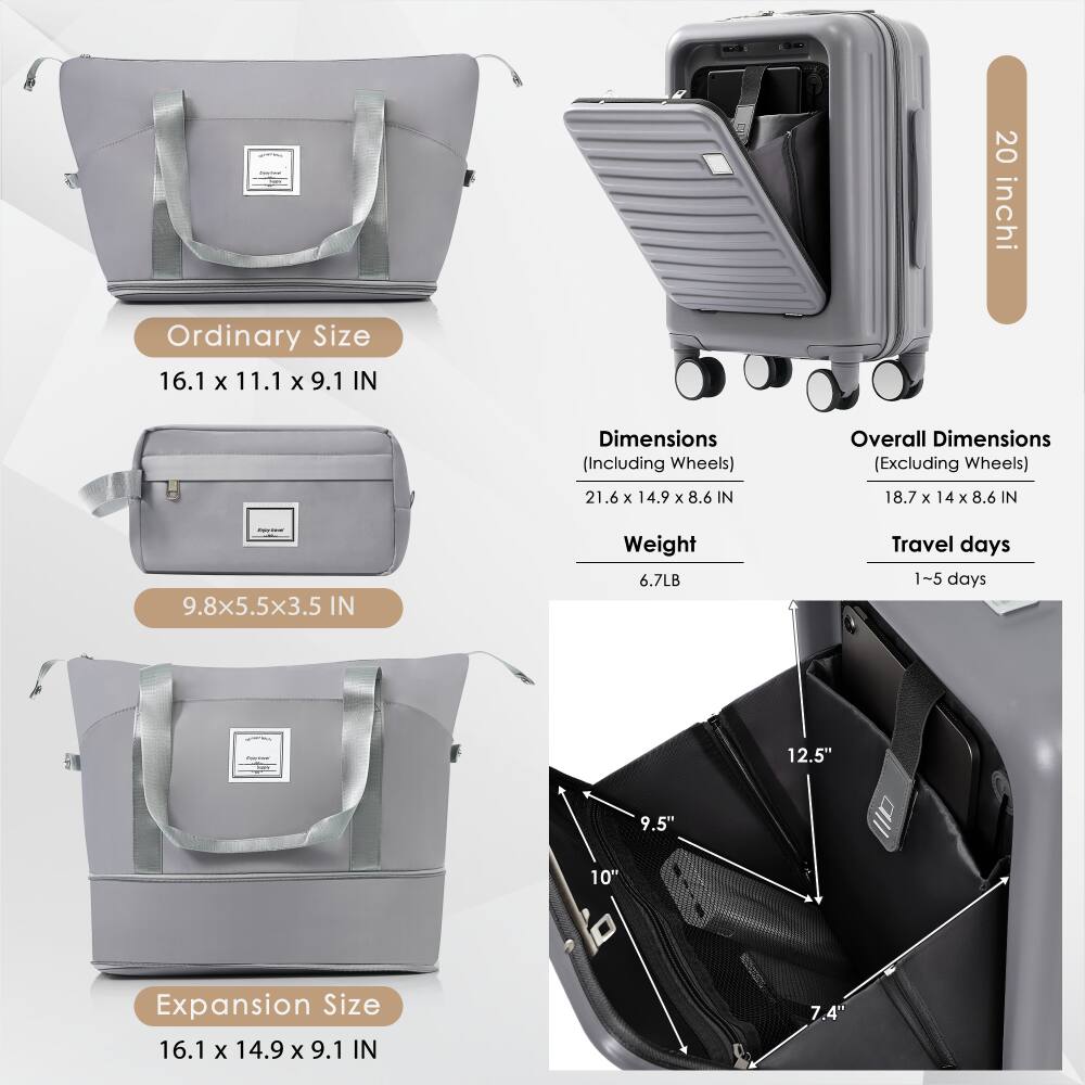 20 inch  
Ordinary Size  
16.1 x 11.1 x 9.1 IN  
Dimensions (Including Wheels)  
21.6 x 14.9 x 8.6 IN  
Overall Dimensions (Excluding Wheels)  
18.7 x 14 x 8.6 IN  
Weight  
6.7LB  
Travel days  
1-5 days  
Expansion Size  
16.1 x 14.9 x 9.1 IN  
9.8 x 5.5 x 3.5 IN