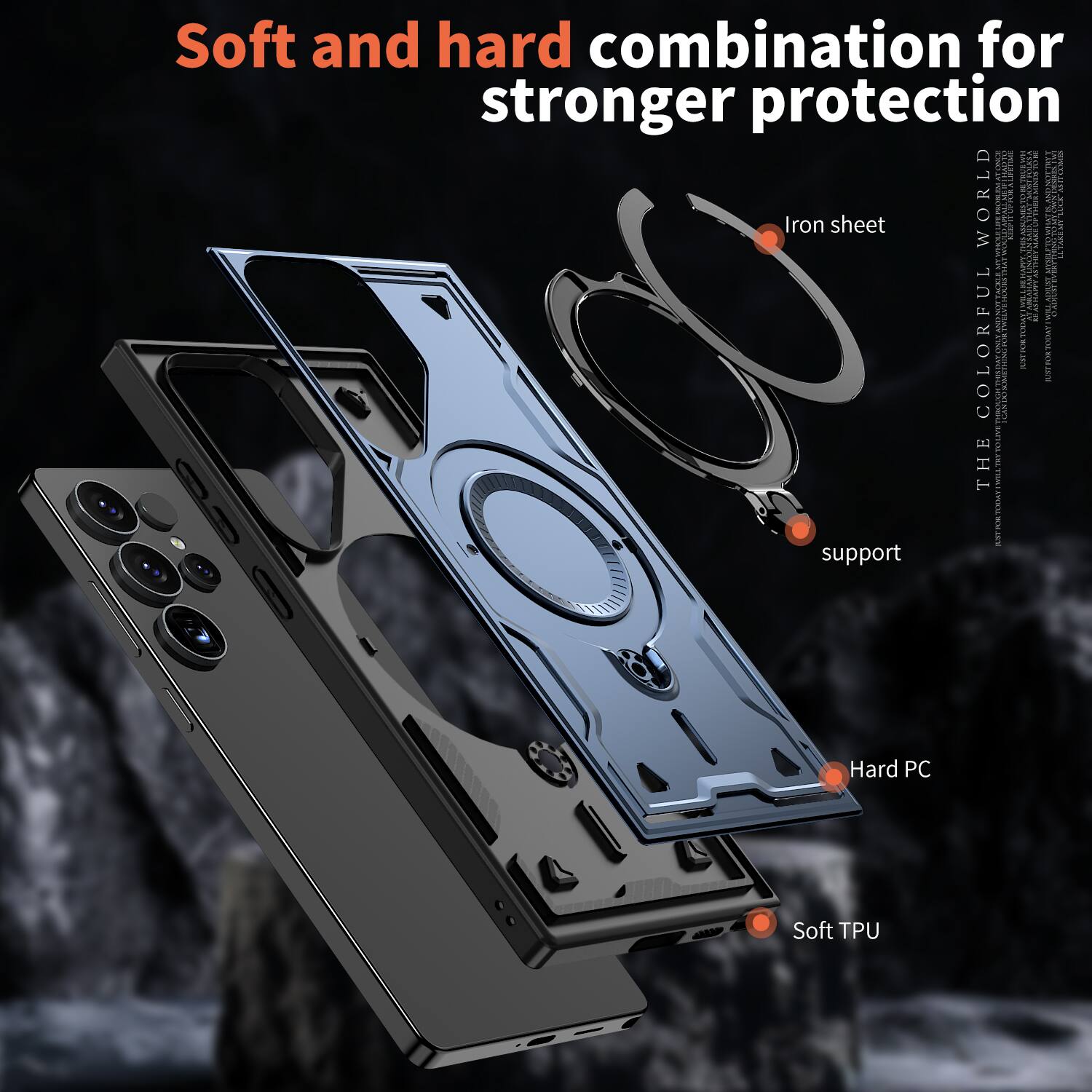 Soft and hard combination for stronger protection

Iron sheet

Hard PC

Soft TPU