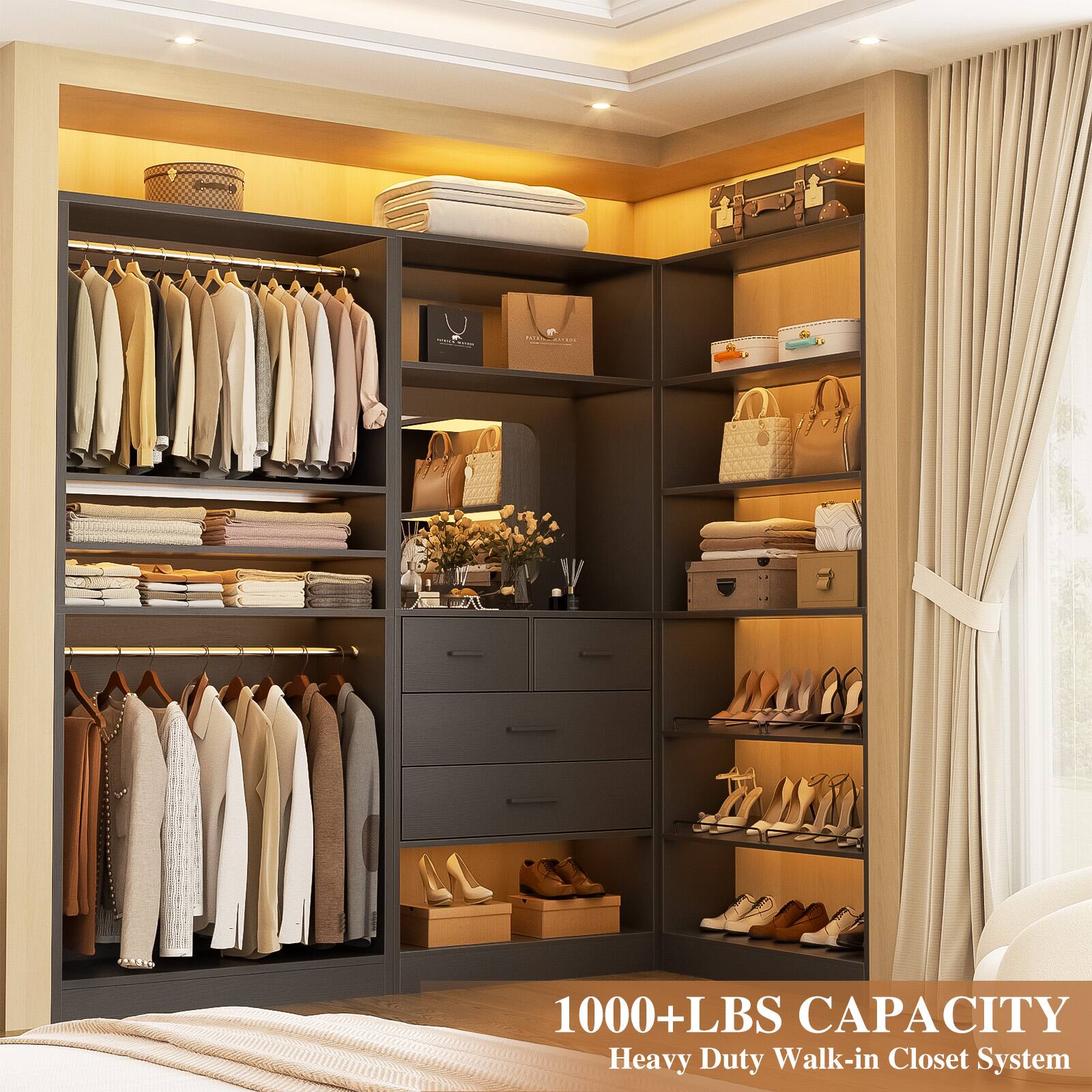 1000+LBS CAPACITY  
Heavy Duty Walk-in Closet System