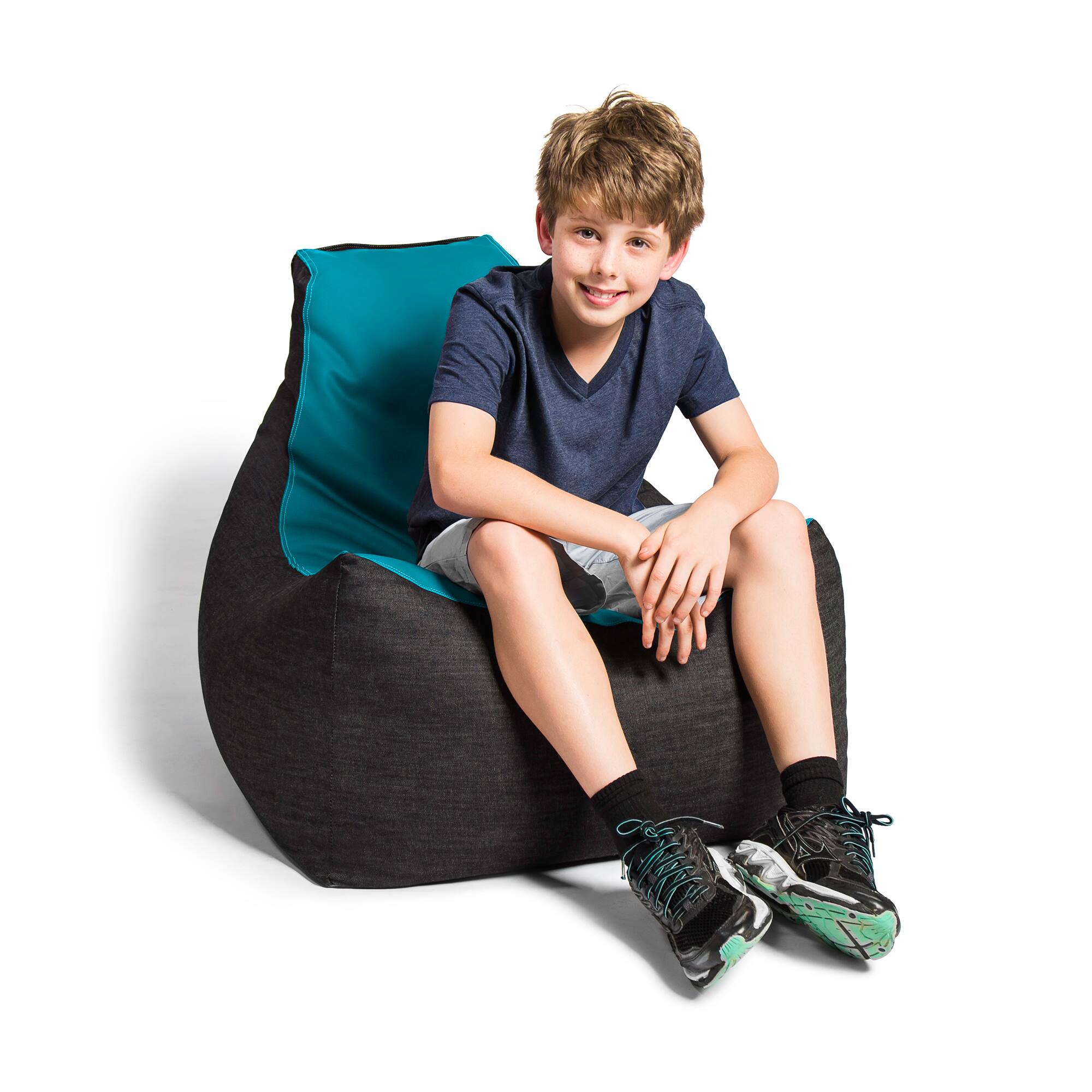 Left. Jaxx - Jaxx Pixel Gamer Chair - Game Room / Home Theater Bean Bag Chair, Turquoise - Turquoise.