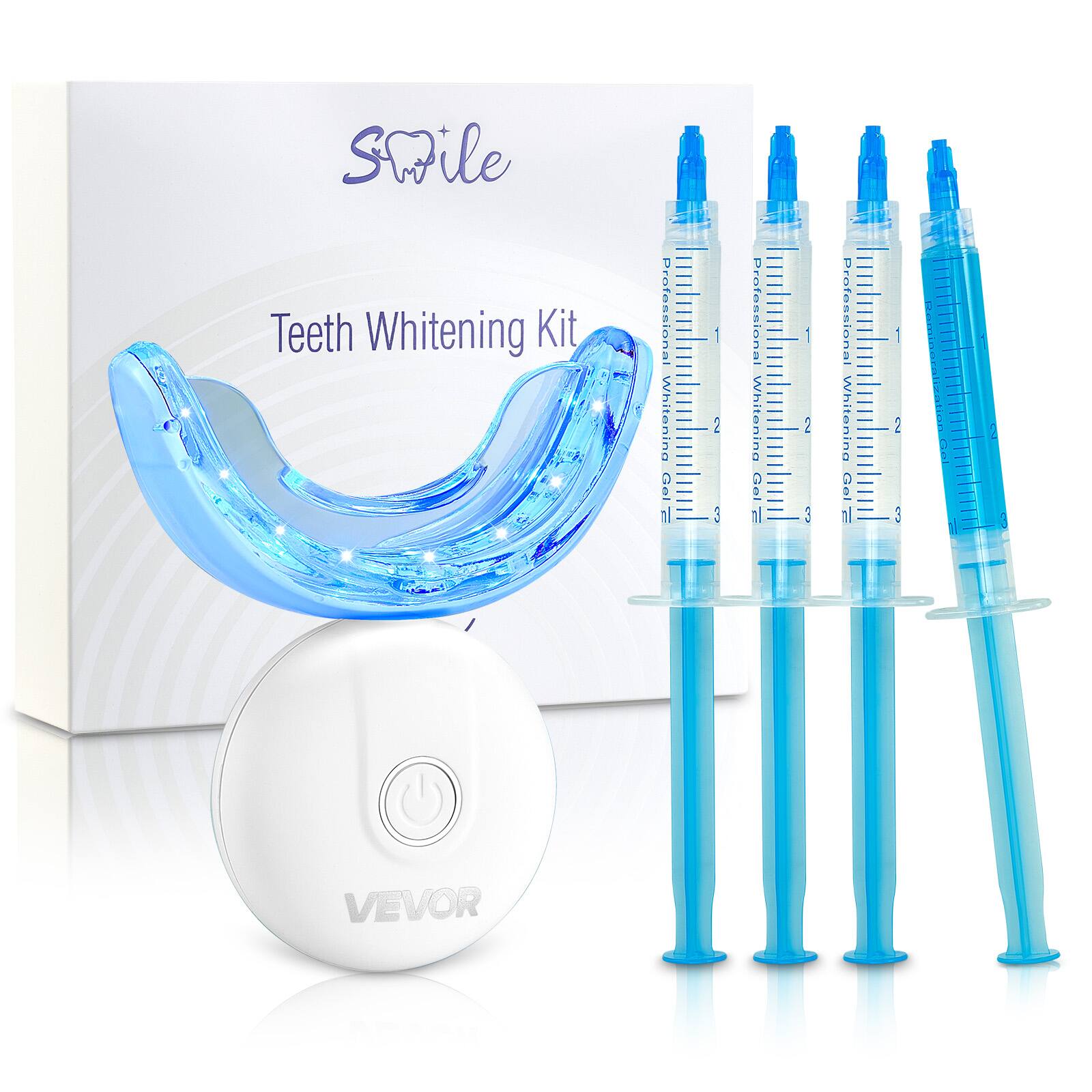 VEVOR - Teeth Whitening Kit with LED Light, 32 LED Accelerator Lights, Whitening Gel Syringe, Desensitizing Gel - White