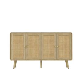 FUFU & GAGA - FUFU&GAGA Japandi Rattan - Door Storage Cabinet: Anti - Tip, Rounded Edges for Multi - Room Use - Yellow