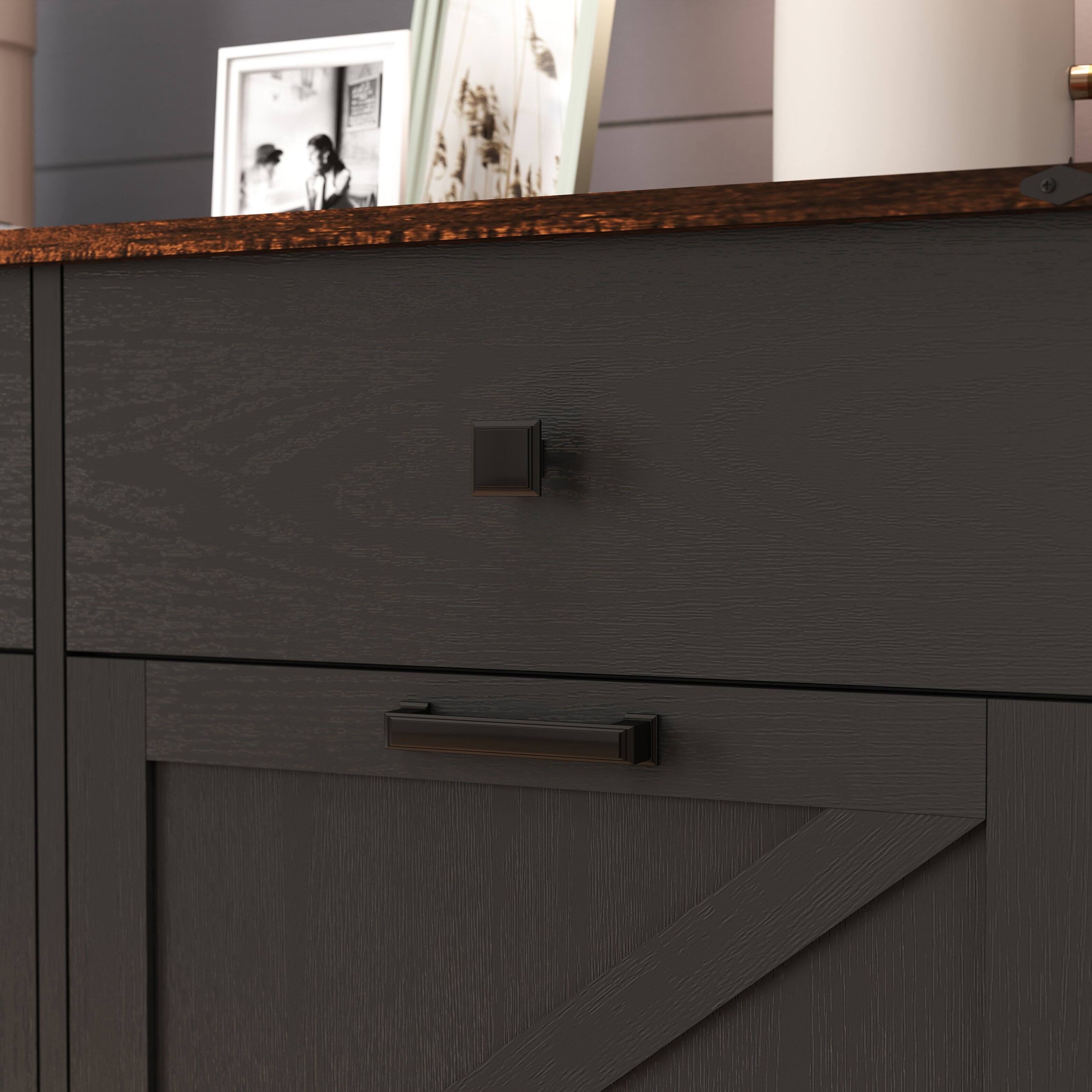 Alt View 8. GOODSILO - Double Tilt Out Trash Cabinet - Farmhouse Style Kitchen Recycling Cabinet with Drawer - Black.