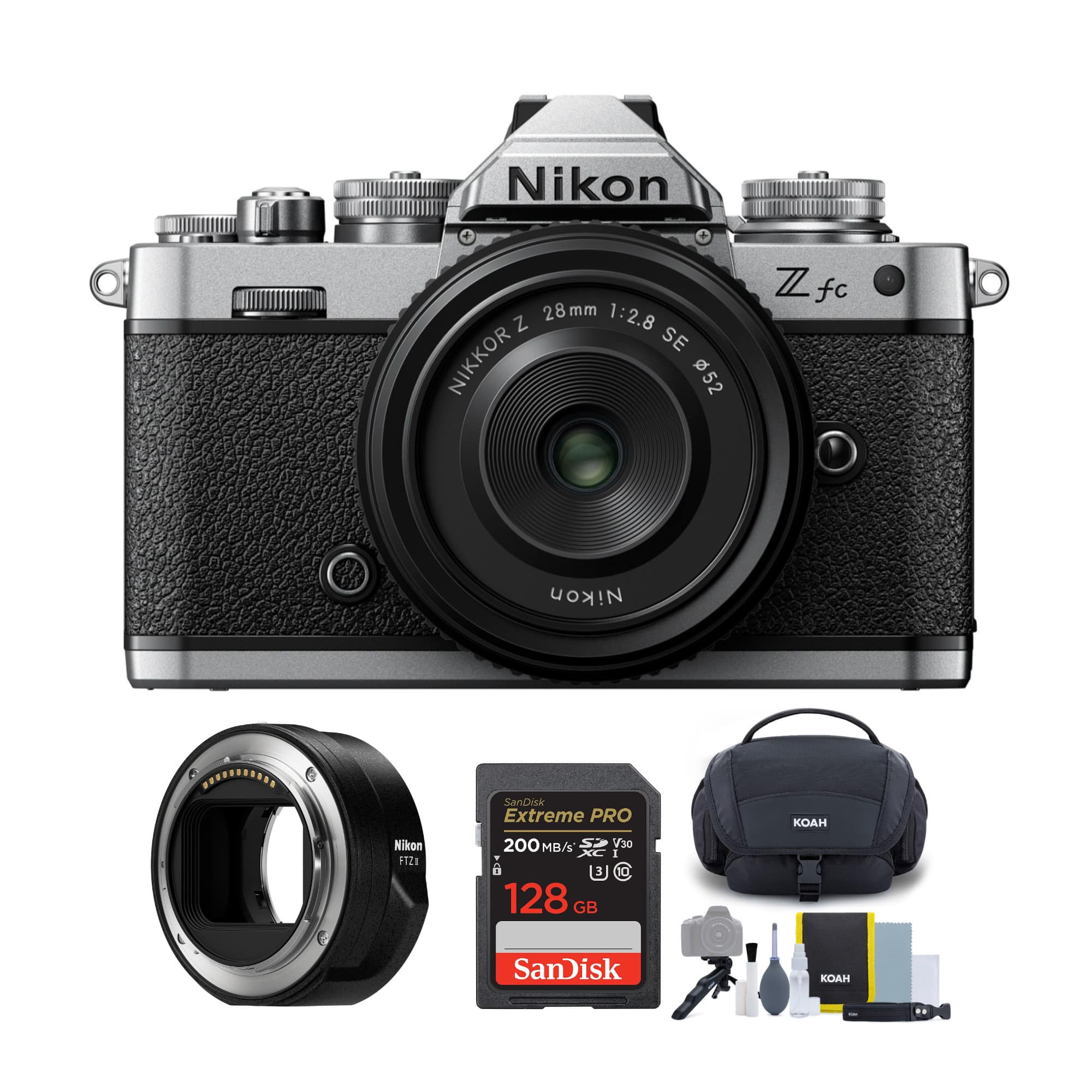 Nikon - Z fc Mirrorless Camera with 28mm Lens & FTZII Mount Adapter Deluxe Bundle - Black
