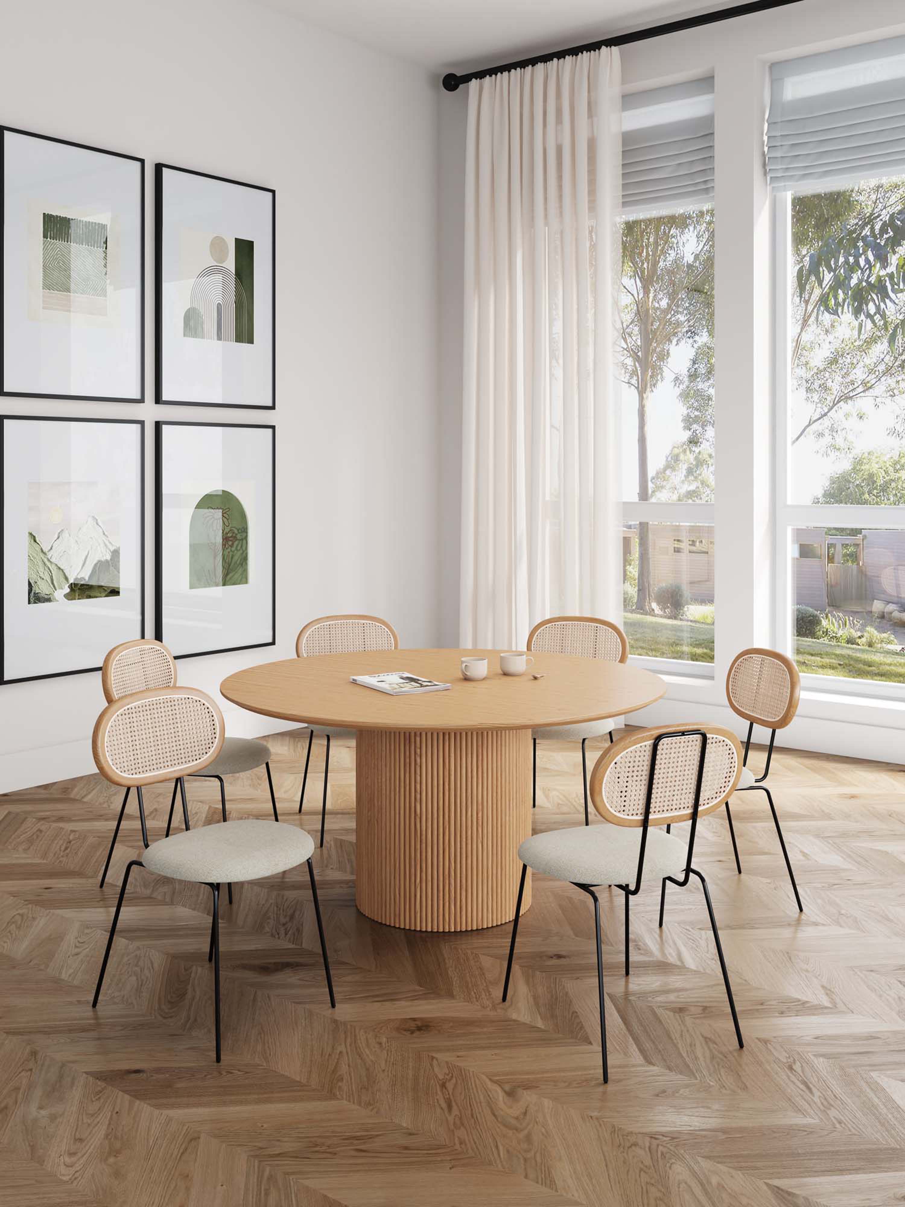 Angle. Manhattan Comfort - Hathaway and Jardin Modern Industry Chic 7-Piece Dining Table Set - Oatmeal and Natural.