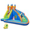 Front. GOPLUS - Goplus Inflatable Water Slide Mighty Bounce House Castle Moonwalk Splash Pool with 950W Blower - Blue.