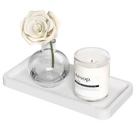 Empire DigiLabs - Bathroom Vanity Trays For Countertop Toiletries Decor Candle Perfume Makeup Kitchen Tray Soap Dispenser Spi - White