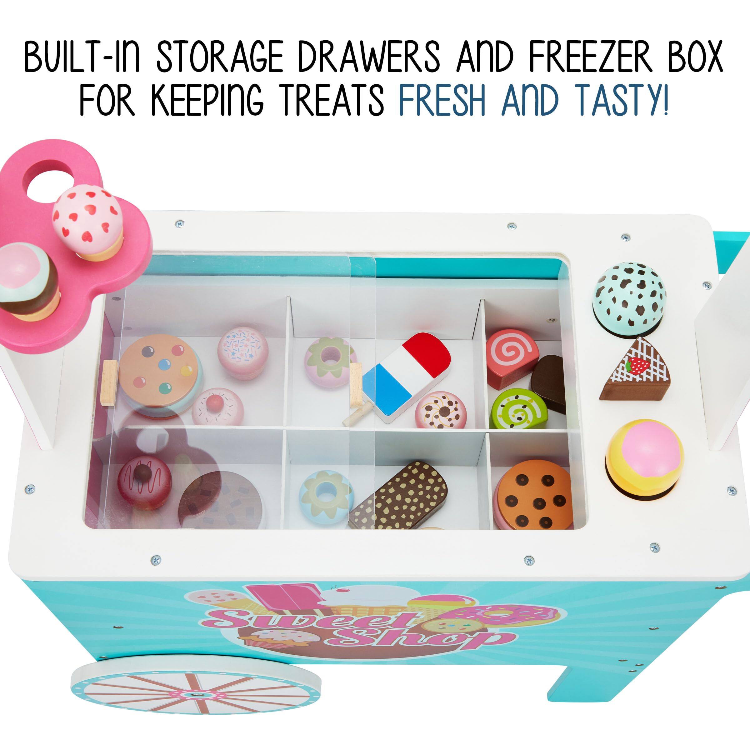 BUILT-IN STORAGE DRAWERS AND FREEZER BOX FOR KEEPING TREATS FRESH AND TASTY! Sweet Shop