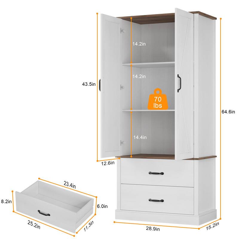 14.2in  
43.5in  
14.2in  
70 lbs  
64.6in  
14.4in  
12.6in  
23.4in  
8.2in  
6.0in  
25.2in  
11.3in  
28.9in  
15.2in