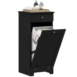 Homcom - Laundry Cabinet with Removable Basket, Tilt Out Laundry Hamper with Drawer and Beadboard Door, Bathroom Hamper Cabinet - Black