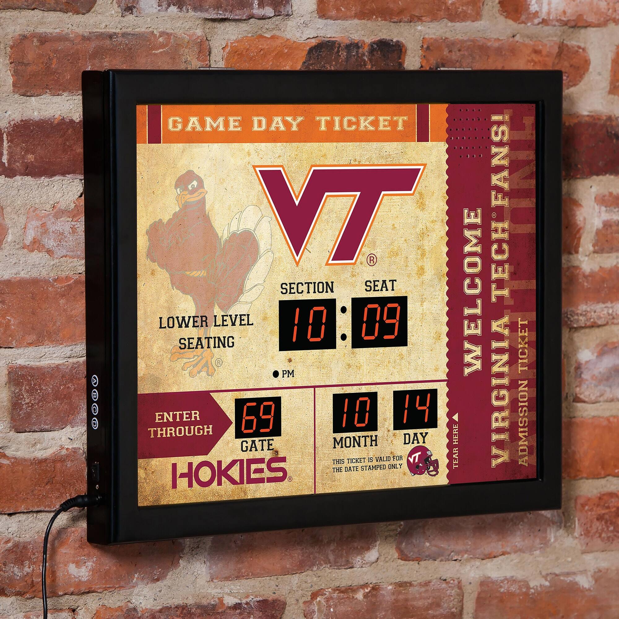 Evergreen Enterprises - Virginia Tech Hokies 15" x 19" Bluetooth Scoreboard Wall Clock - Brown