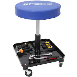 Boyel Living - 250 Lbs Capacity Steel Adjustable Garage Mechanics Chair with Tool Tray - Blue