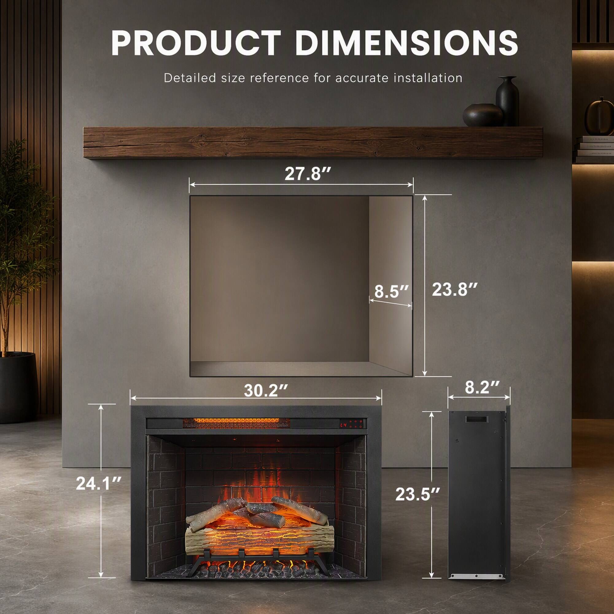 PRODUCT DIMENSIONS  
Detailed size reference for accurate installation

27.8"  
8.5" 23.8"  
30.2"  
8.2"  
24.1"  
23.5"