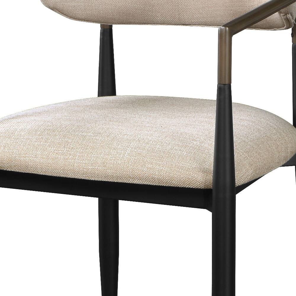 Alt View 4. Hivvago - Hivvago Set of Two Upholstered Fabric Open Back Dining Arm Chairs - Beige.