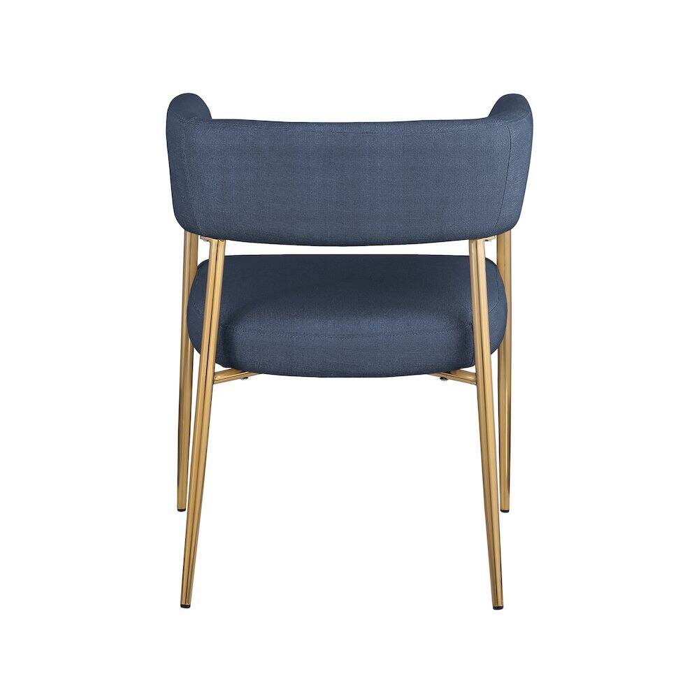 Alt View 1. Meridian Furniture - Creston Deep Navy Durable Linen Textured Fabric Dining Chair - Blue.