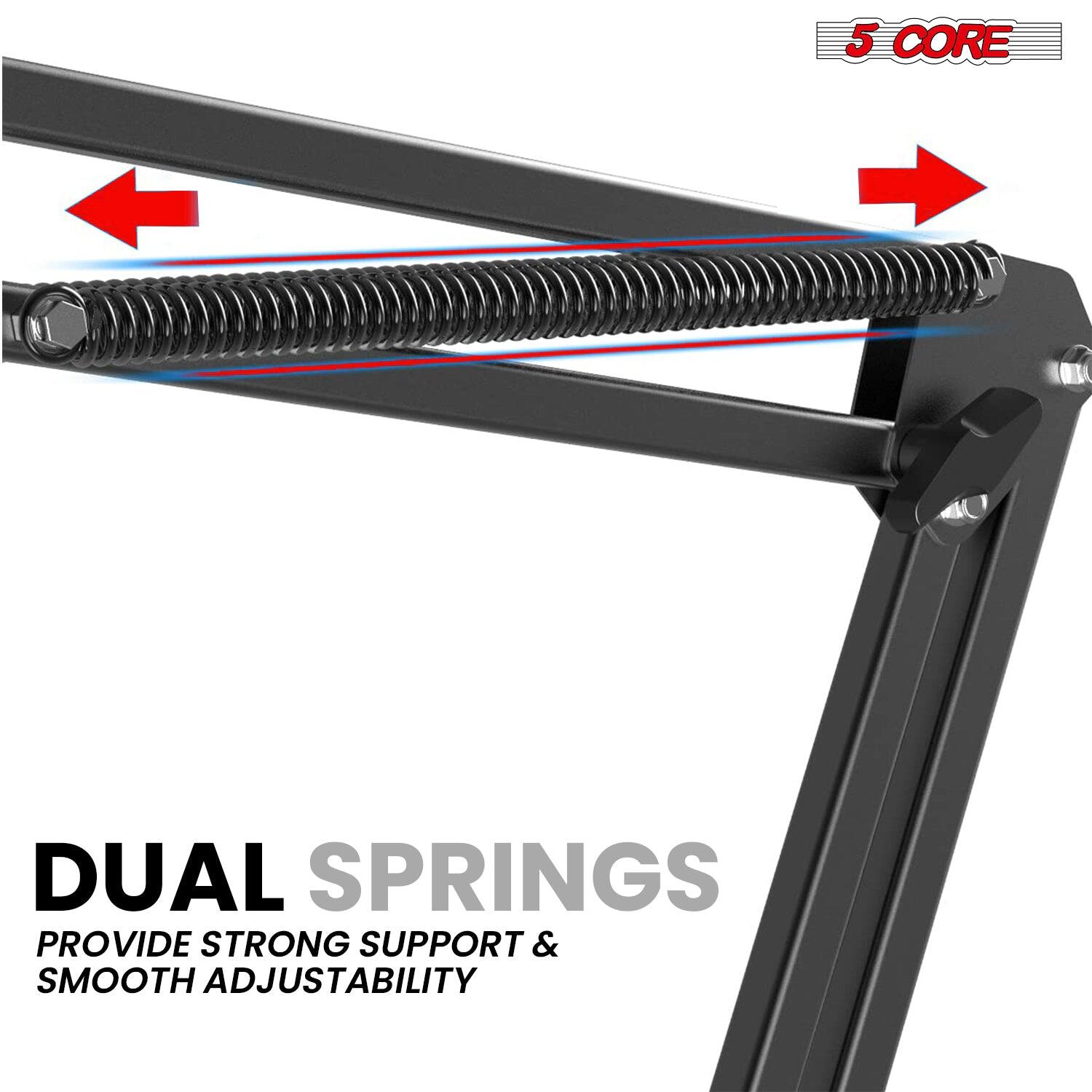 5 CORE DUAL SPRINGS PROVIDE STRONG SUPPORT & SMOOTH ADJUSTABILITY