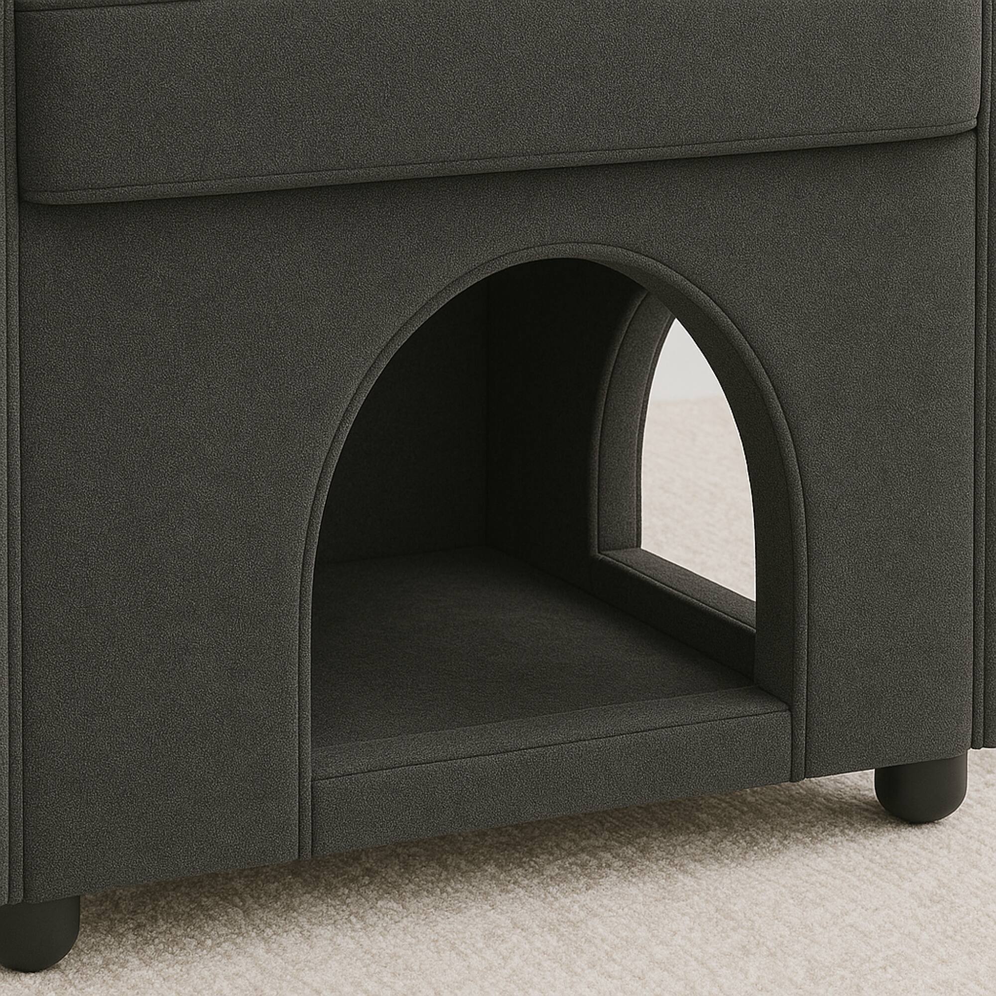 Alt View 1. GOODSILO - Pet-Friendly Armchair with Hideaway Compartment and Bunny-Ear Design for Small Animals and Compact Living Spaces - Dark Gray.