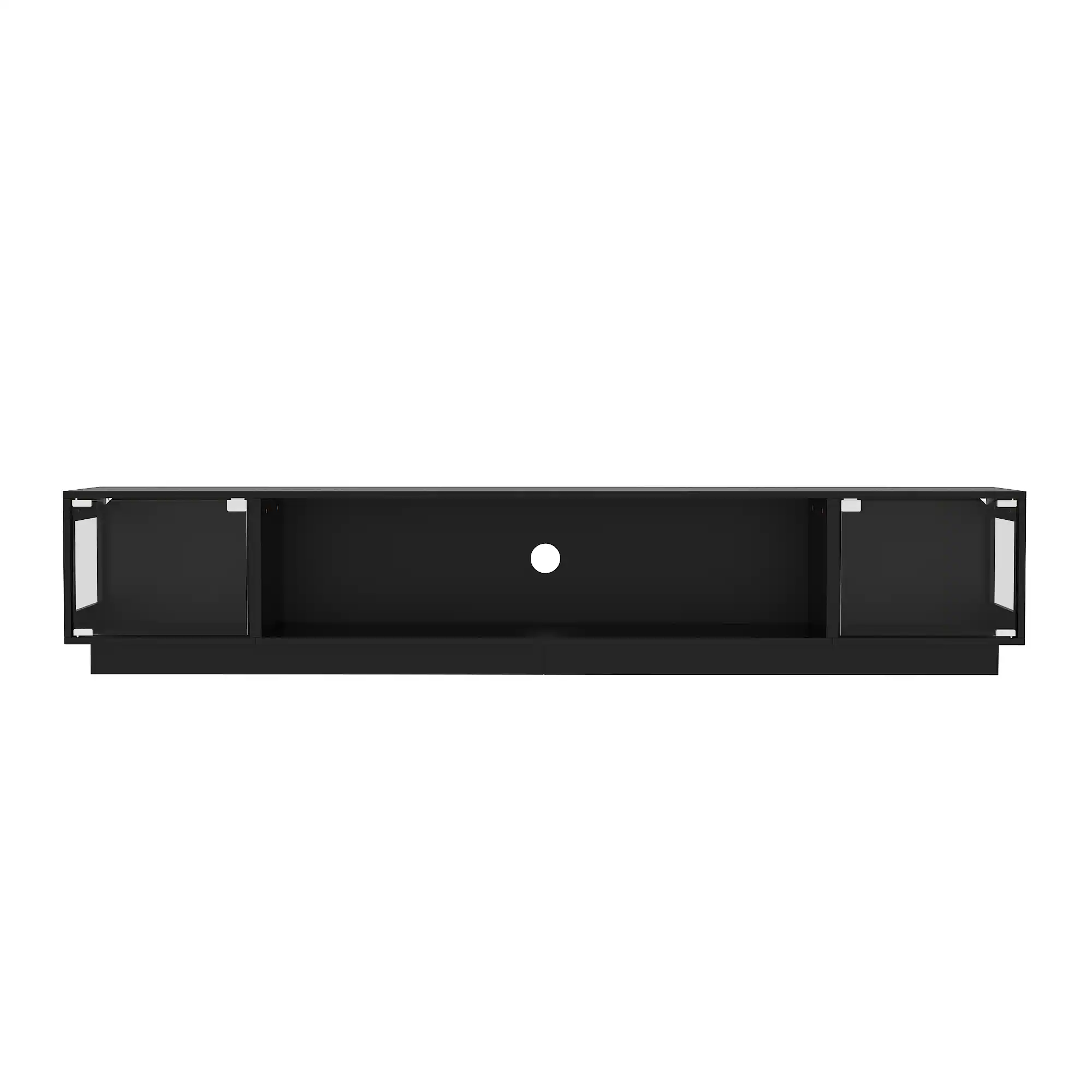Famapy - TV Stand with Glass Drawers, Fits Up to 80 - Inch TVs - Black