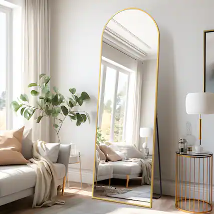 Front. PexFix - 22x65" Full Length Mirror, Metal Frame, Wall Mount or Leaning Floor Mirror for Bedroom & Entryway - Gold.