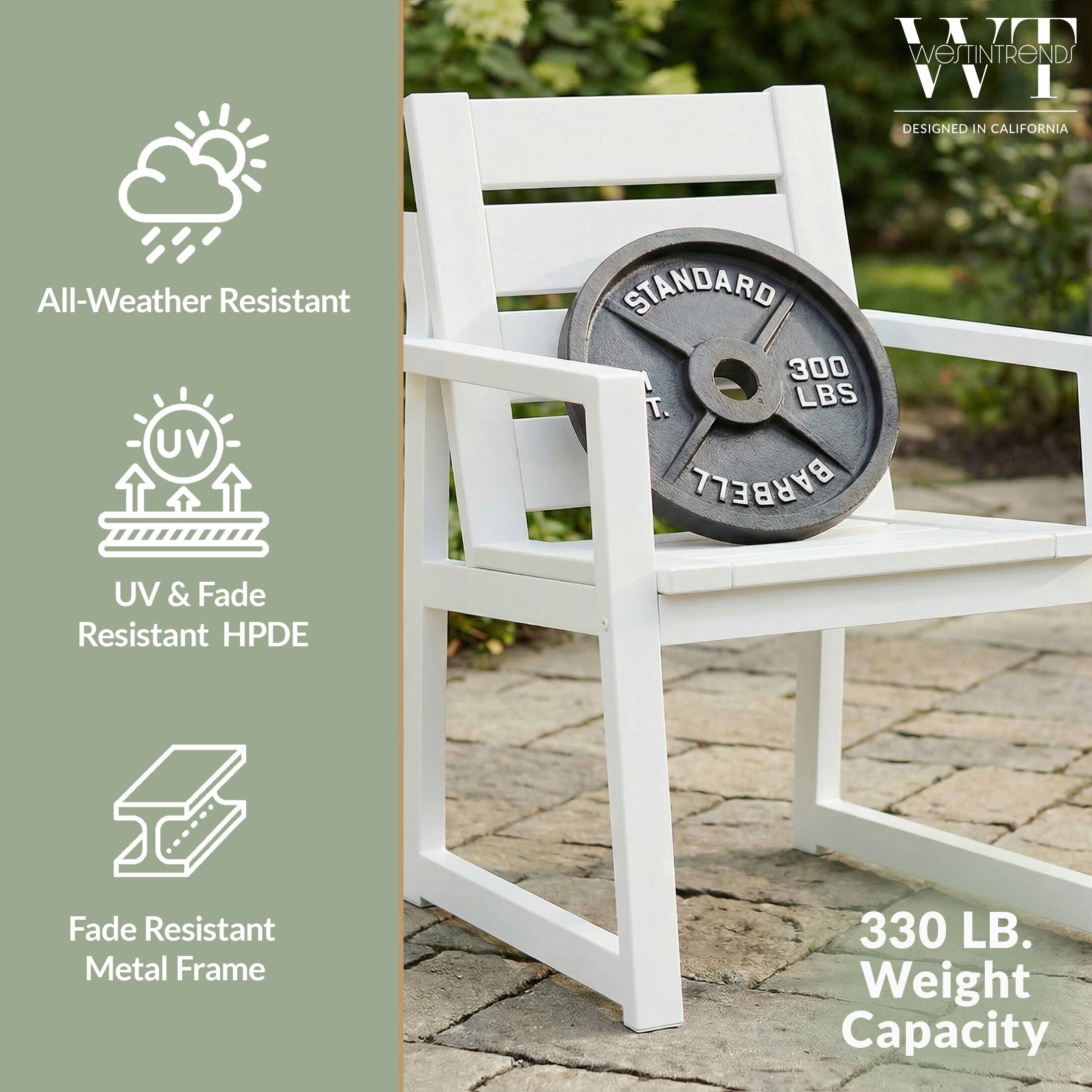 WETINTRENDS  
DESIGNED IN CALIFORNIA  

All-Weather Resistant UV  
STANDARD 300 LBS BARBELL  
UV & Fade Resistant HPDE  
Fade Resistant Metal Frame  
330 LB. Weight Capacity