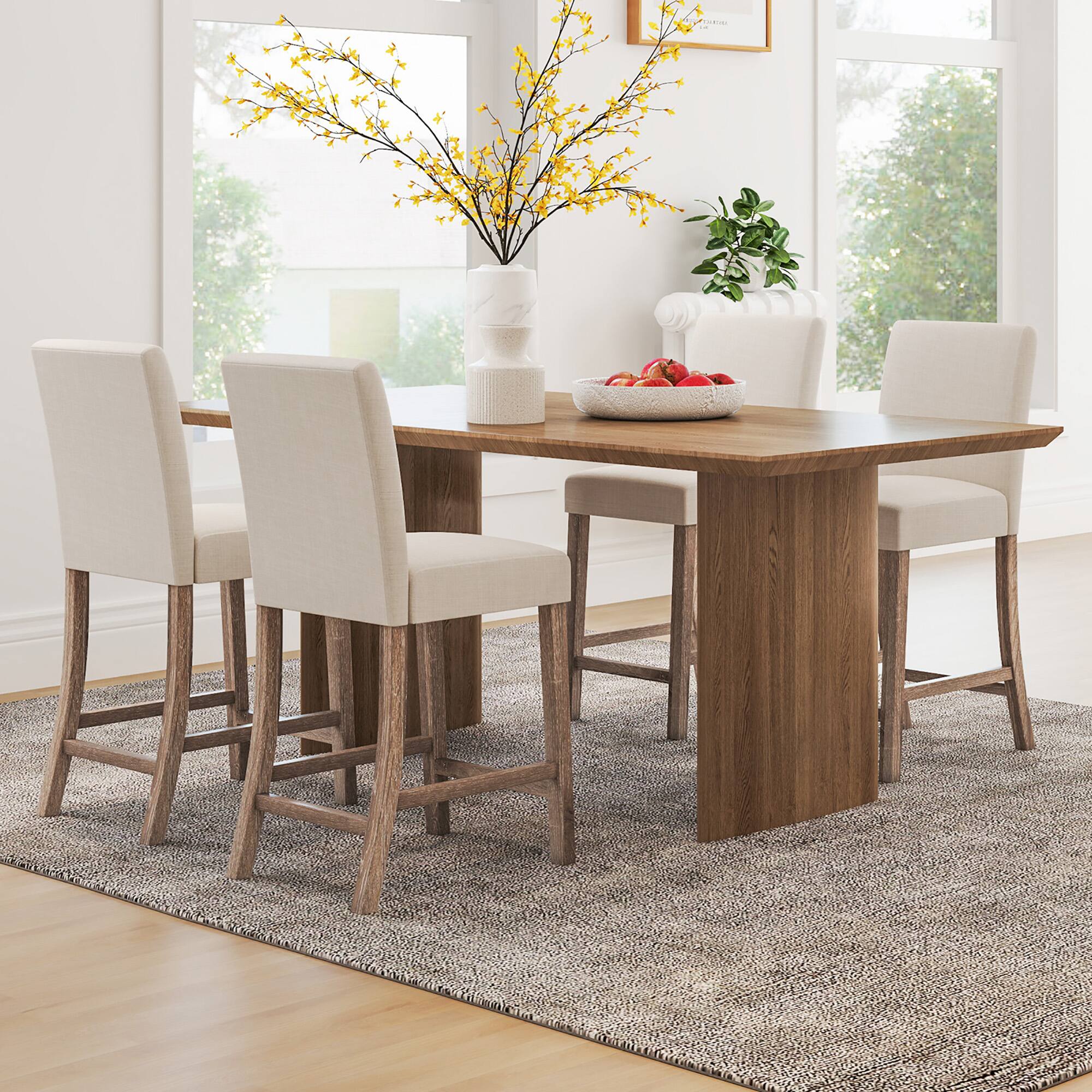 Alt View 4. Gymax - Gymax 2PCS 24.5'' Counter Height Bar Stools Modern Fabric Upholstered Kitchen Chairs Beige - Beige.