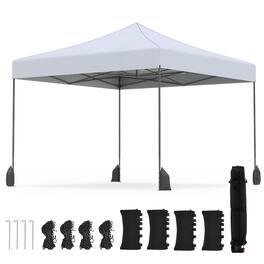 Costway - Pop up Canopy Tent, Heavy-duty Easy Setup Gazebo Shelter with Wheeled Bags - White