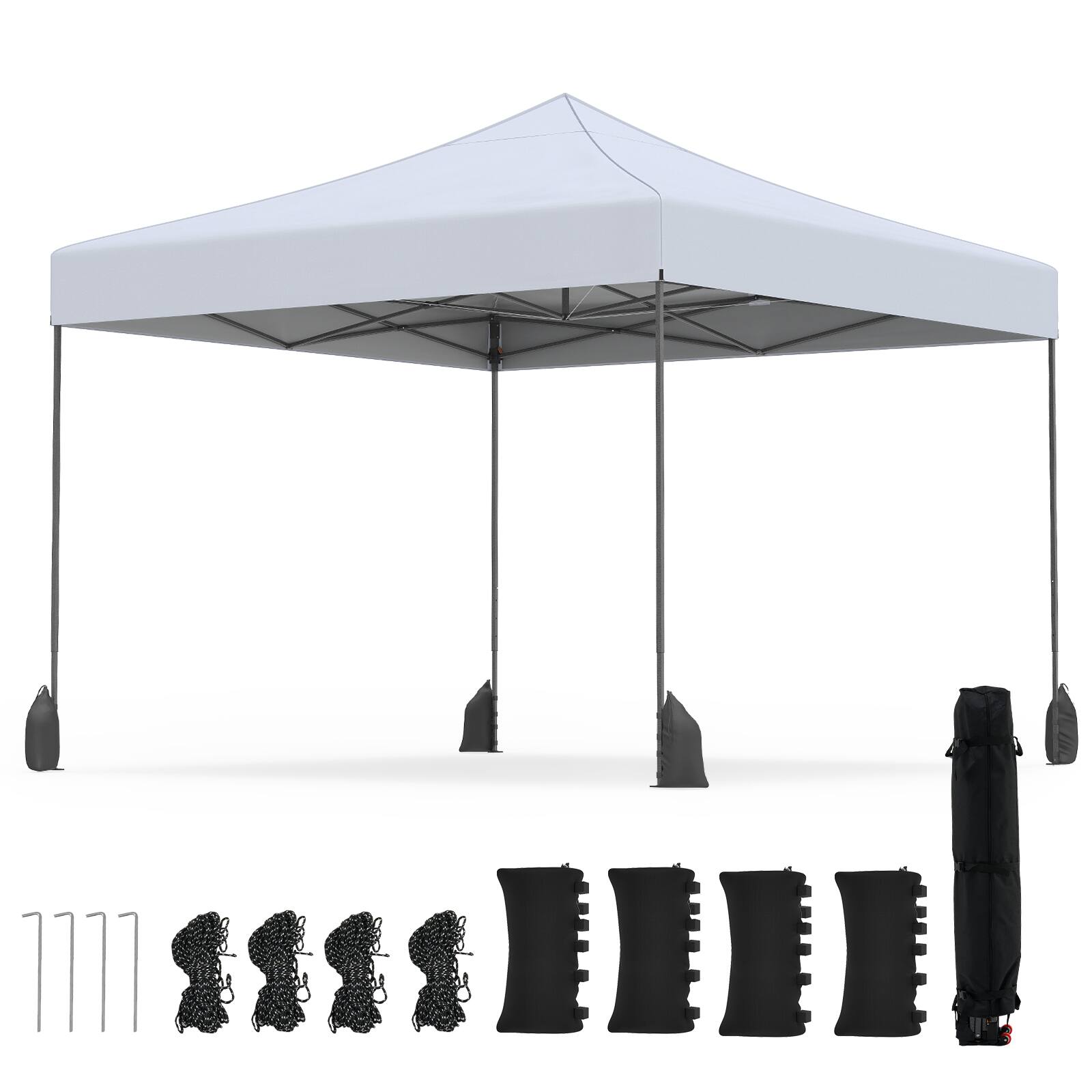 Costway - Pop up Canopy Tent, Heavy-duty Easy Setup Gazebo Shelter with Wheeled Bags - White
