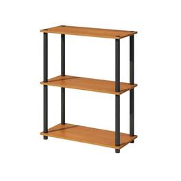 FurniFact - Wood Bookcase with Open Shelving and Sturdy Construction for Living Room Storage - Light Cherry/Black
