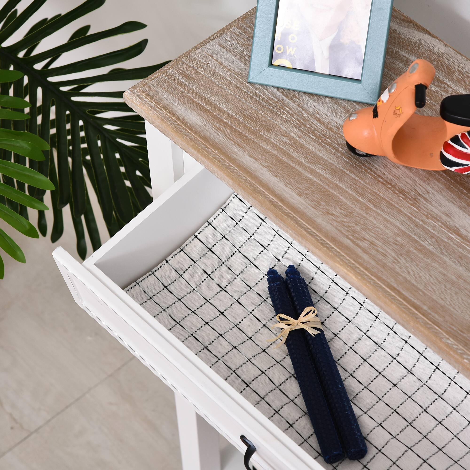 Alt View 8. Homcom - Modern Style Sofa Console Entry Hallway Table with Drawer and Shelves, Sturdy Build, and Large Storage, White - White.