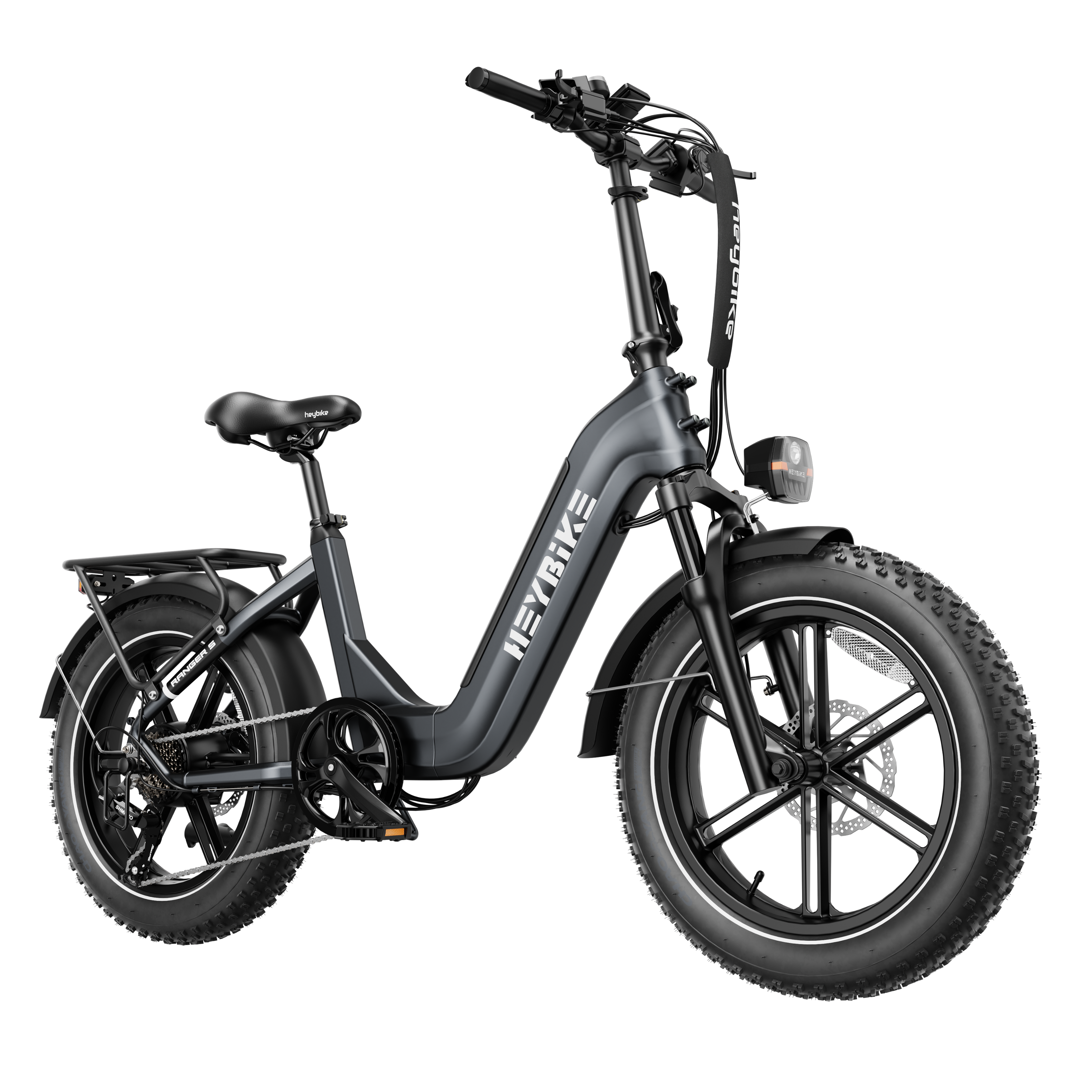 Heybike - Ranger S 750W - Foldable Step-Thru Fat-Tire Ebike 55mi Max Range 28mph Hydraulic Disc Brakes - UL Certified - Gray - Front_Zoom