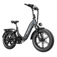 Heybike - Ranger S Foldable Fat Tire Step-thru Ebike 55mi Max Range 28mph Hydraulic Disc Brakes 80Nm Torque Commuter UL Certified - Gray - Front_Zoom