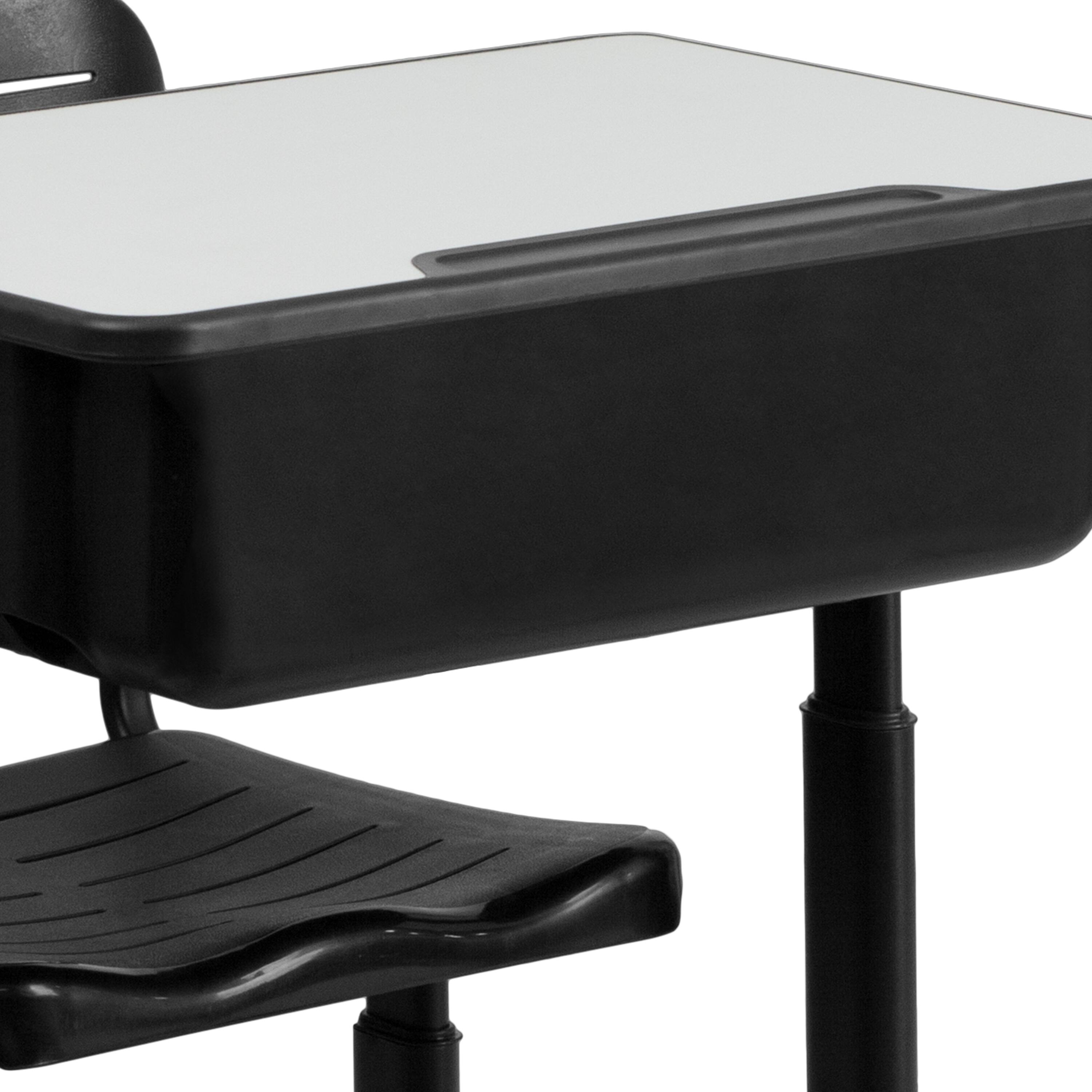 Alt View 9. Emma + Oliver - Adjustable Height Student Desk and Chair with Pedestal Frame - Grey.