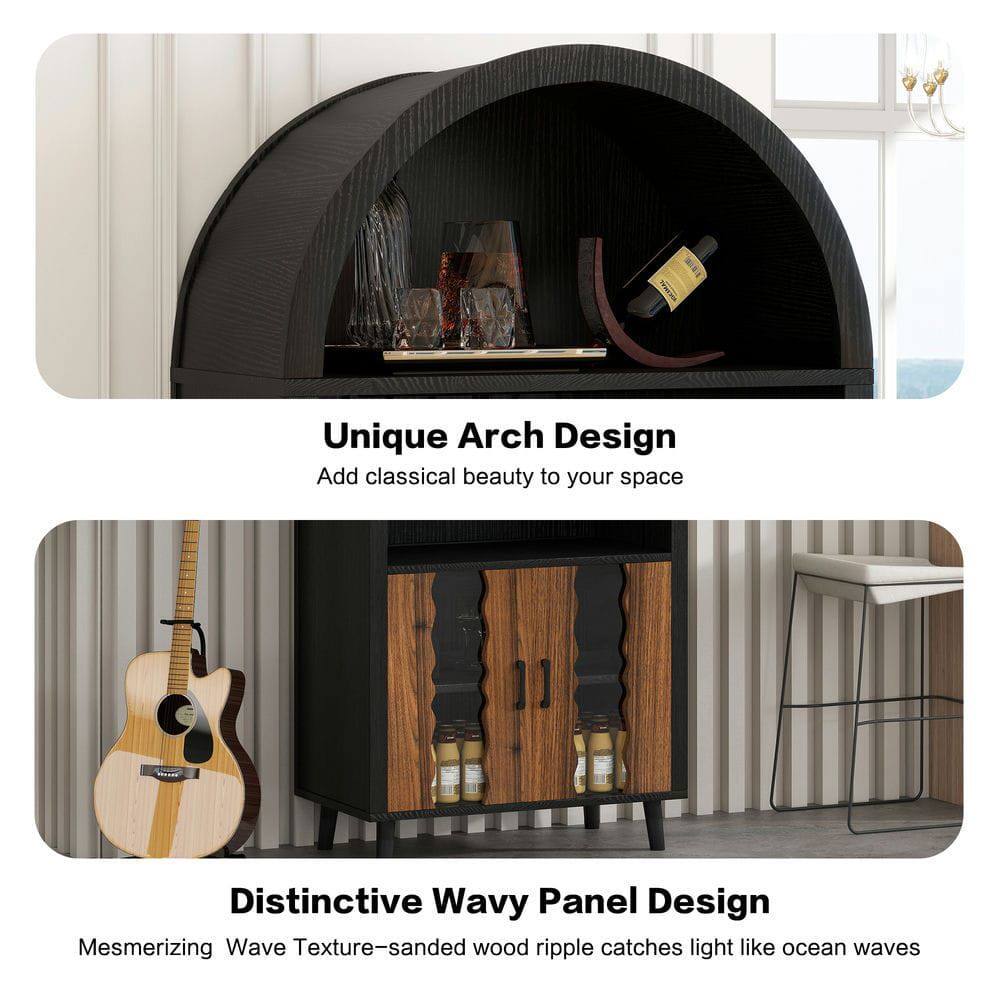 Unique Arch Design  
Add classical beauty to your space  

Distinctive Wavy Panel Design  
Mesmerizing Wave Texture—sanded wood ripple catches light like ocean waves