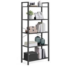 Songmics Home - 5-Tier Bookshelf, Bookcase with Steel Frame, Book Shelf for Living Room, Home Office, Study, 11.8 x 26 x 60.2 Inches - Ebony Black and Ink Black
