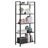 Songmics Home - 5-Tier Bookshelf, Bookcase with Steel Frame, Book Shelf for Living Room, Home Office, Study, 11.8 x 26 x 60.2 Inches - Ebony Black and Ink Black