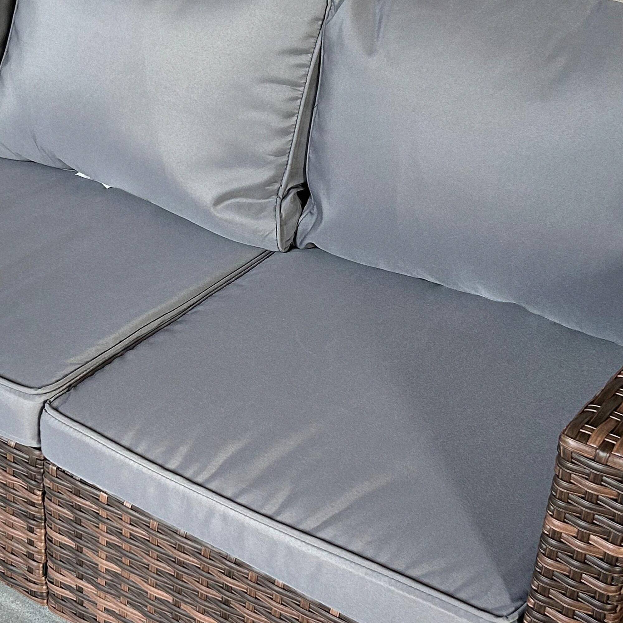 Alt View 8. Outsunny - 5 Piece Patio Furniture Set with Cushions, Outdoor Conversation Set with Rattan 3-Seater Sofa, Chairs & Footstools - Mixed-brown.