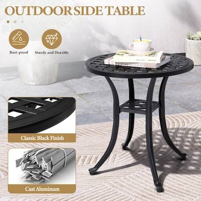 OUTDOOR SIDE TABLE

- Rust-proof
- Sturdy and Durable
- Classic Black Finish
- Cast Aluminum