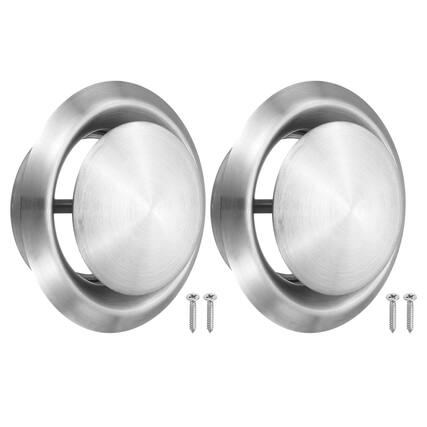 Front. Unique Bargains - 2Set 5" Round Ceiling Diffuser, 304 Stainless Steel Adjustable Wall Air Vent Diffuser Duct Cover Exhaust Supply - Silver.