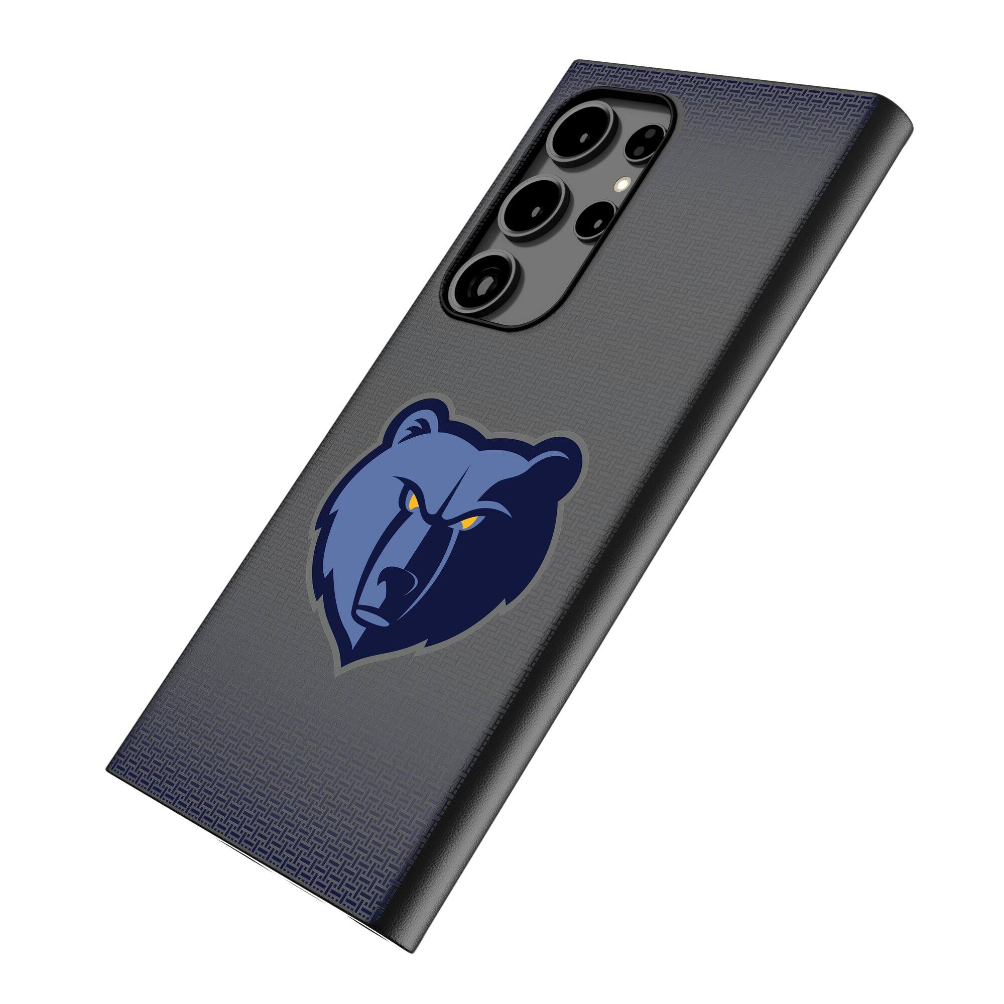 Alt View 1. Keyscaper - Memphis Grizzlies Linen Galaxy Magnetic Bump Case - S25 - Black.