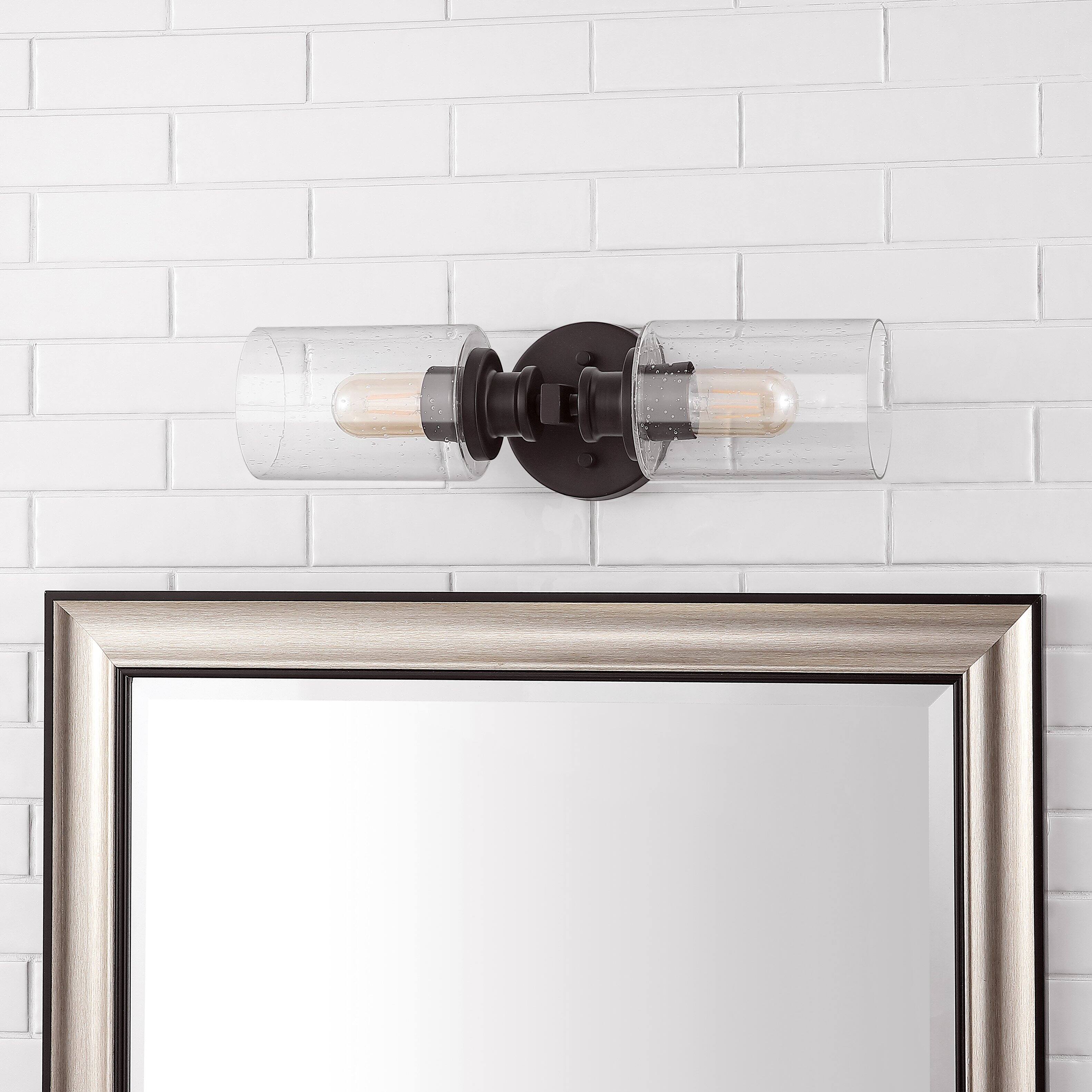 Alt View 10. Jonathan Y - Jules Edison 16.5" Cylinder 2-Light Iron/Seeded Glass Farmhouse Contemporary LED Wall Sconce, Oil Rubbed Bronze - Oil Rubbed Bronze.