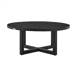 Armen Living - Menorca Outdoor Patio Round Coffee Table Aluminum - Black