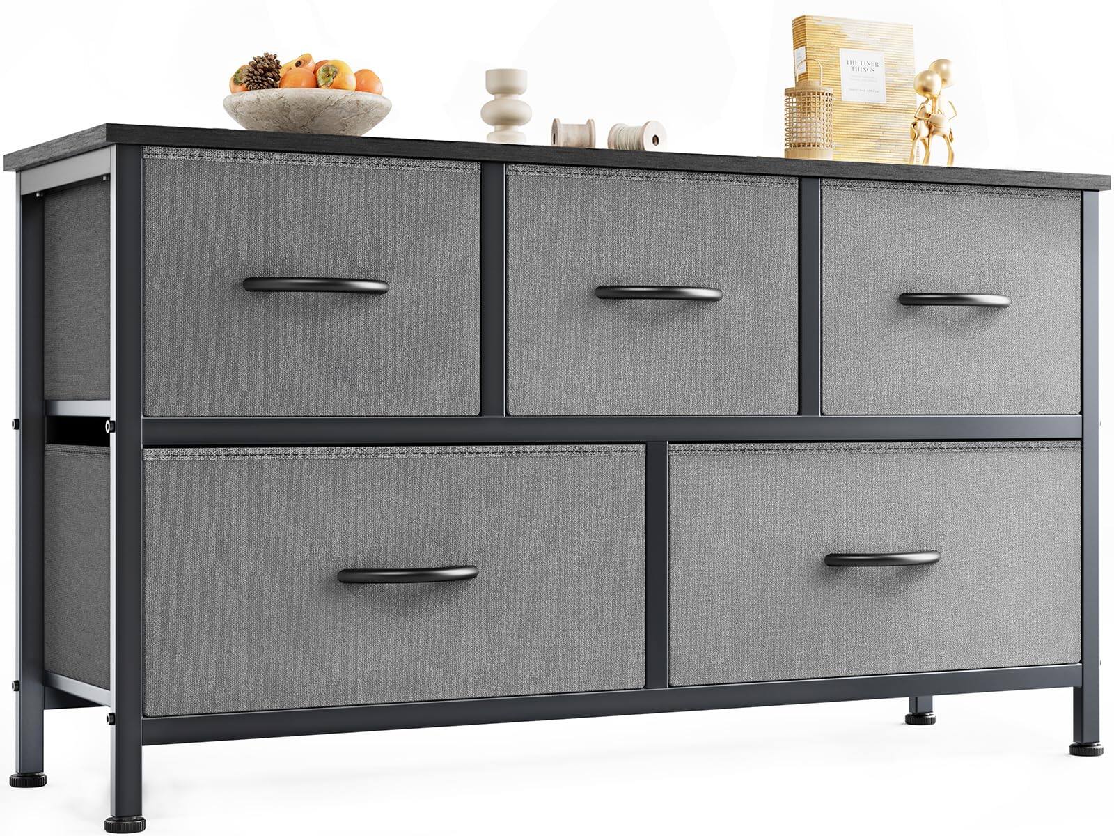 Grey 11.9"D x 38"W x 20.9"H (5 Drawers)