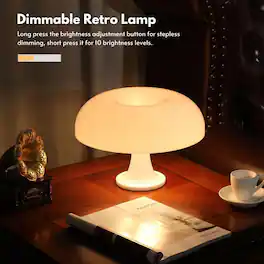 Luckbyte - Mid-Century Modern Mushroom Lamp, Retro 1970s Style White Acrylic Table Lamp for Bedroom & Living Room Decor