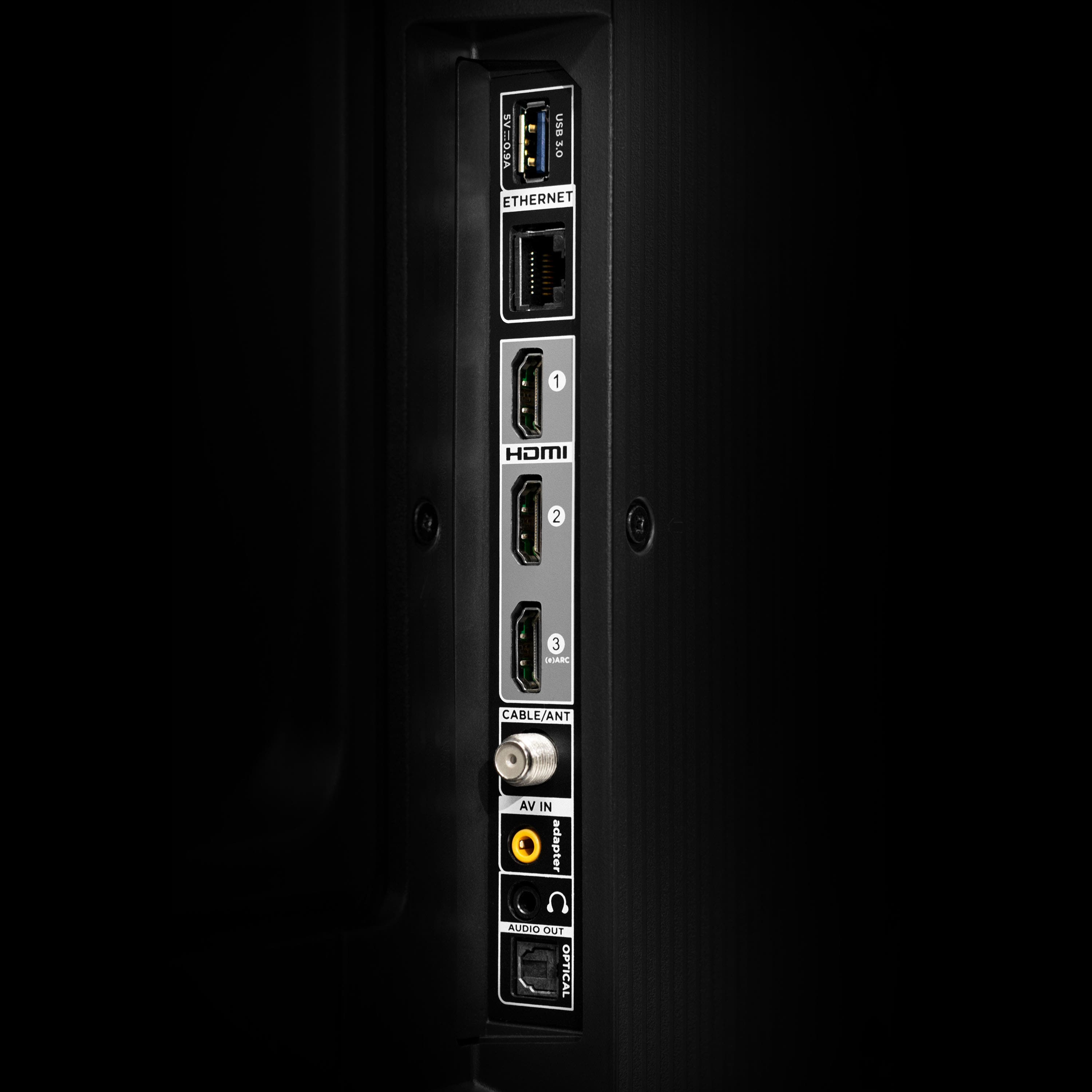 ETHERNET 1, HDMI 2, 3 SARC, CABLE/ANT, AV IN adapter, AUDIO OUT, OPTICAL