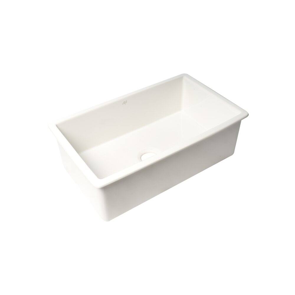 Alt View 2. Alfi - ALFI brand Fireclay White 32 x 19 Single Bowl Undermount / Drop In Kitchen Sink with Grid - White.