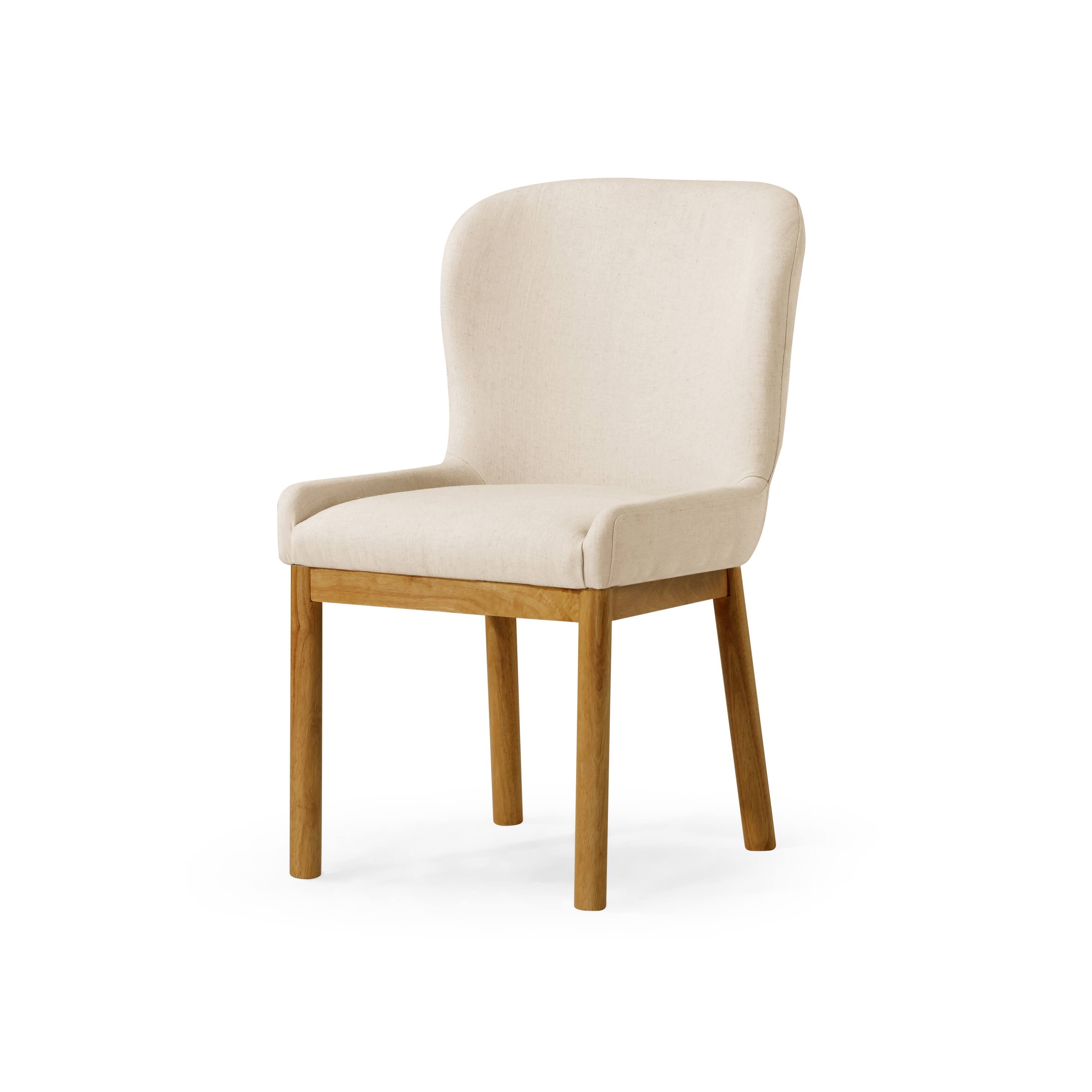 Maven Lane - 19" Gia Contemporary Wooden Dining Chair Finish with Fabric Upholstery, Set of 2 - Refined Natural