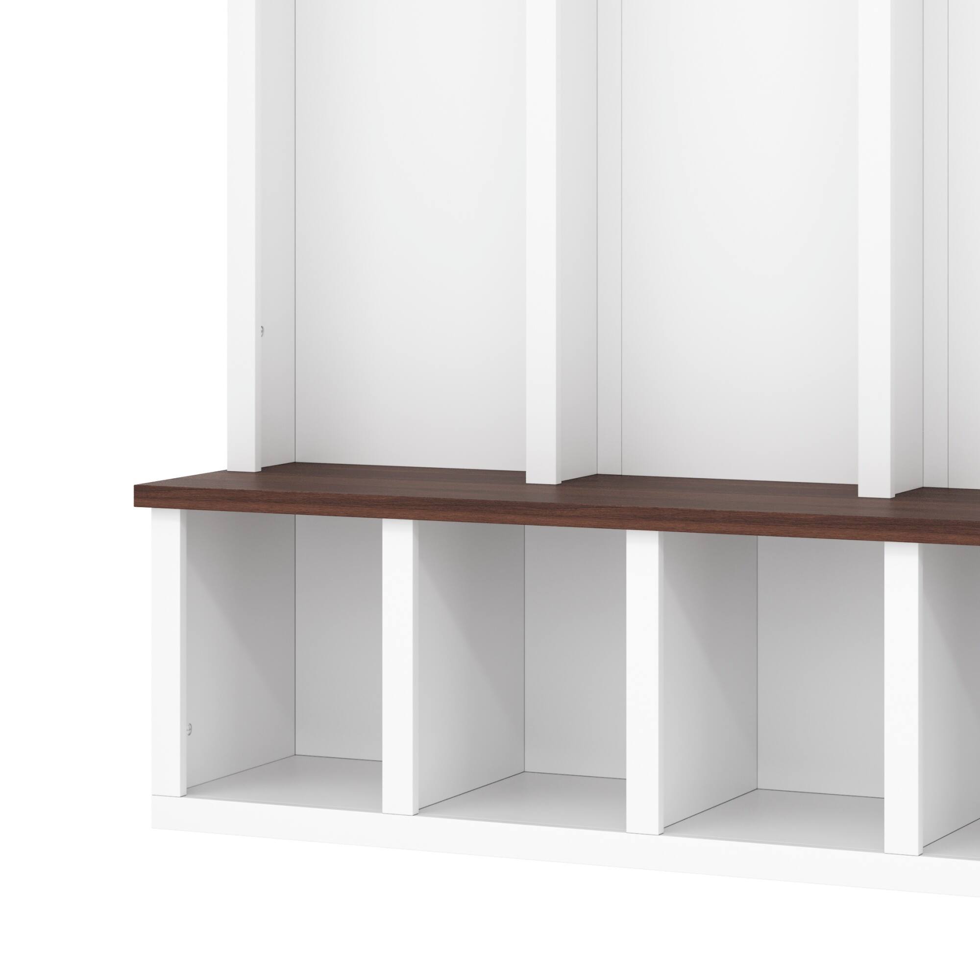 Alt View 7. GOODSILO - Elegant Farmhouse Entryway Hall Tree with Storage Bench and Multiple Hooks for Organized Living Spaces - White.