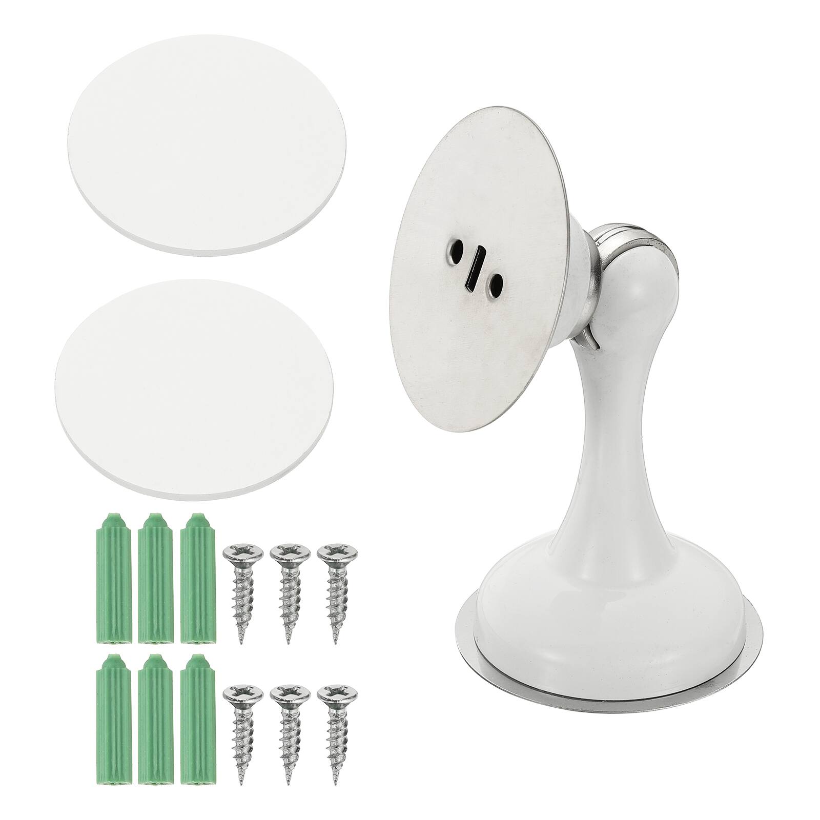 Front. Unique Bargains - High-Quality Magnetic Door Stopper with Screws, Wall Protector for Home Office Floor Mounting, Durable & Strong - White.