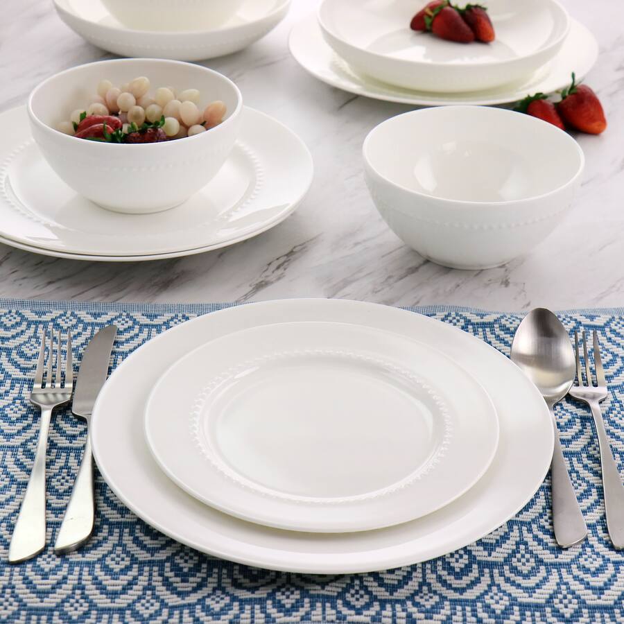 Gibson Elite Embossed Bone China 16 Piece Double Bowl Dinnerware