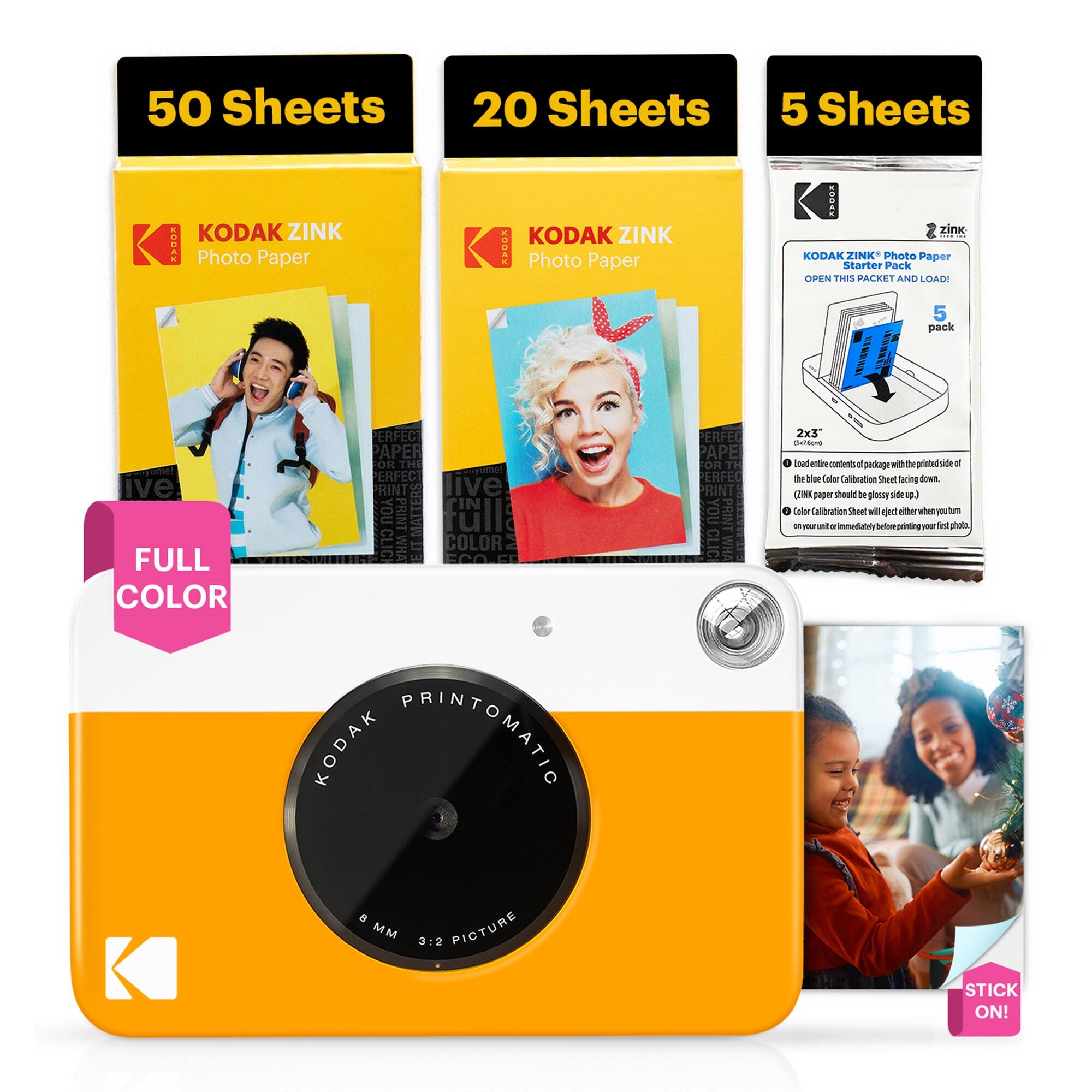 Kodak - Printomatic 5MP Instant Print Camera & Zink Photo Paper (75 Sheets) Bundle - Yellow price history on PriceWatchPro